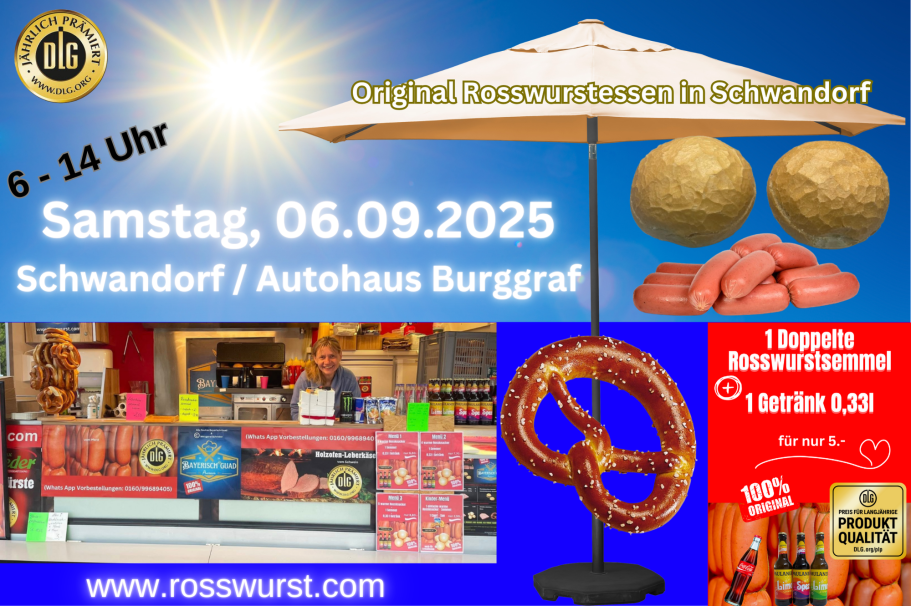 Rosswürste unterm Sonnenschirm genießen in Schwandorf Rosswürste unterm Sonnenschirm genießen
