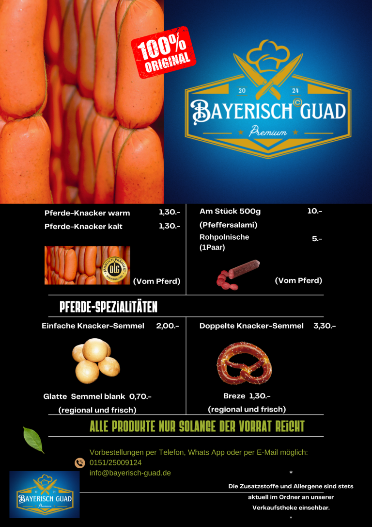 Rosswurst Preisliste Schwandorf